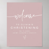 MARLO Modern Boho Dusty Roos Christening Welkom P Poster (Voorkant)