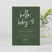 MARLO Modern Boho Forest Green Baby shower Kaart (Staand voorkant)