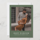 MARLO Modern Boho Forest Green Baby shower Kaart (Achterkant)