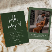 MARLO Modern Boho Forest Green Baby shower Kaart