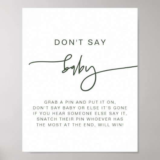 MARLO Modern Boho Forest Green zegt niet dat je Ba Poster (Voorkant)