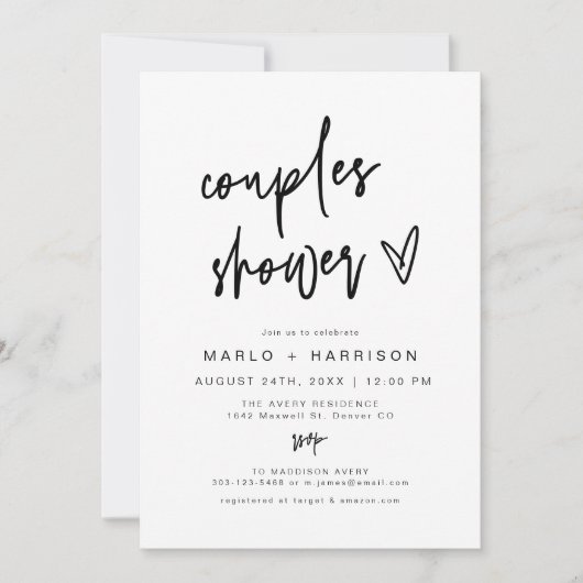 MARLO Modern Boho Koppel Bruisfeest Uitnodiging (Voorkant)