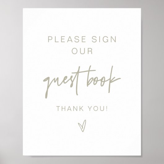 MARLO Modern Boho Saliegroen Guestbook Bord Poster (Voorkant)