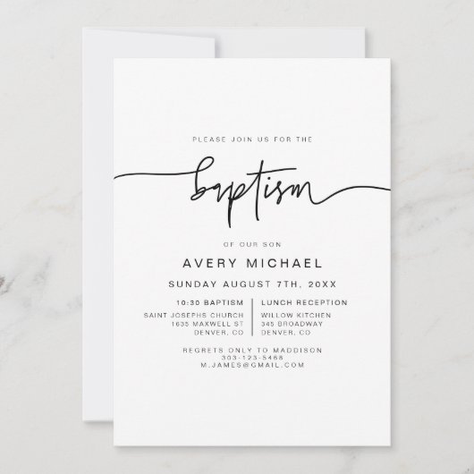 MARLO Modern Bold Contemmodern Baptisme Invitation Kaart (Voorkant)