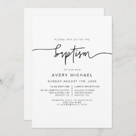 MARLO Modern Bold Contemmodern Baptisme Invitation Kaart