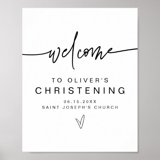 MARLO Modern Bold Contemmodern Christening Welkom Poster (Voorkant)