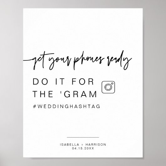 MARLO Modern Bold Instagram Hashtag Weddenschap Poster (Voorkant)