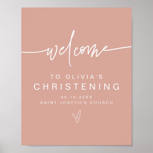 MARLO Moderne Roze Doop Welkom Poster (Voorkant)