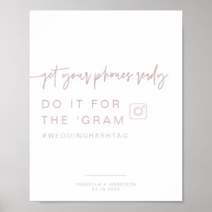MARLO Stof Roze Instagram Hashtag Trouwbord Poster