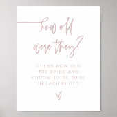 MARLO Stof Roze Modern Hoe oud waren ze Bord Poster (Voorkant)