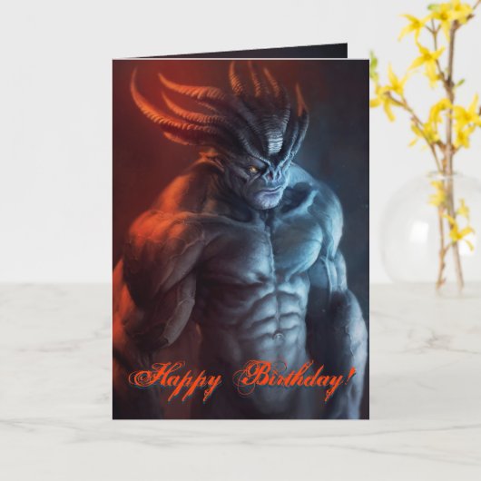 Marloth Grater Demon of Might Birthday Kaart (Gele Bloem)
