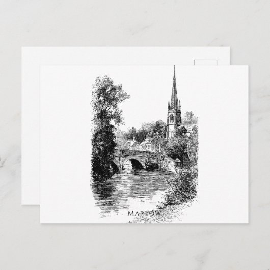 Marlow Church en Bridge Sketch Briefkaart (Voorkant / Achterkant)