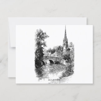 Marlow Church en Bridge Sketch Briefkaart