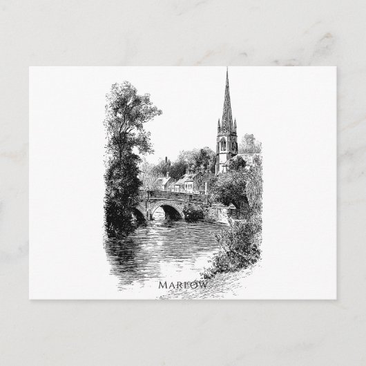 Marlow Church en Bridge Sketch Briefkaart (Voorkant)