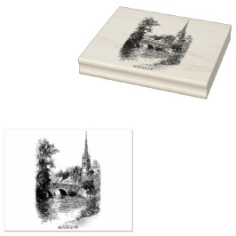 Marlow Church en Bridge Sketch Rubberstempel