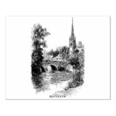 Marlow Church en Bridge Sketch Rubberstempel (Afrduk)