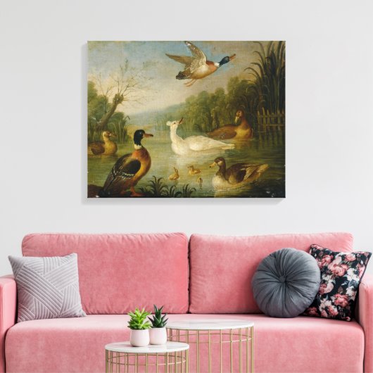 Marmaduke Cradock Mallards op een Pond Canvas Afdruk (Insitu (Woonkamer))