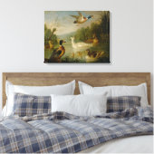  Marmaduke Cradock Mallards op een Pond Canvas Afdruk (Insitu (Slaapkamer))