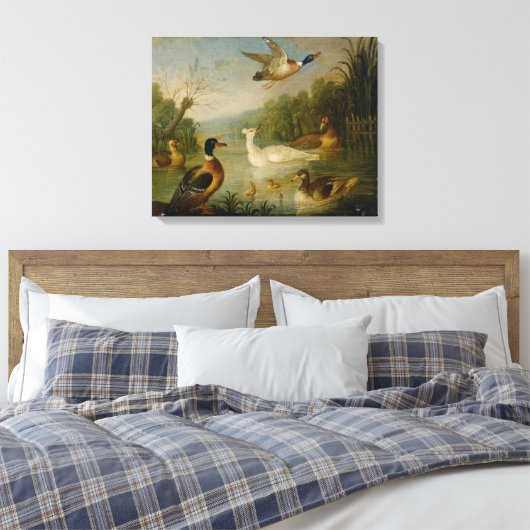  Marmaduke Cradock Mallards op een Pond Canvas Afdruk (Insitu (Slaapkamer))