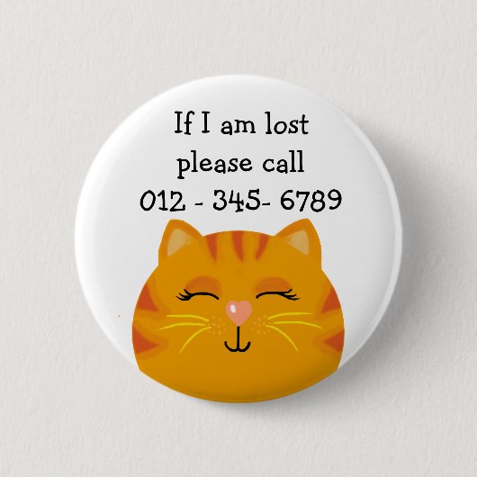 Marmalade Cat, contactpersoon voor noodgevallen vo Ronde Button 5,7 Cm (Voorkant)