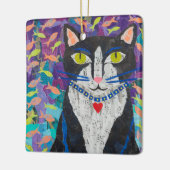 Marmalade en Tuxedo Cat Keramisch Ornament (Links)