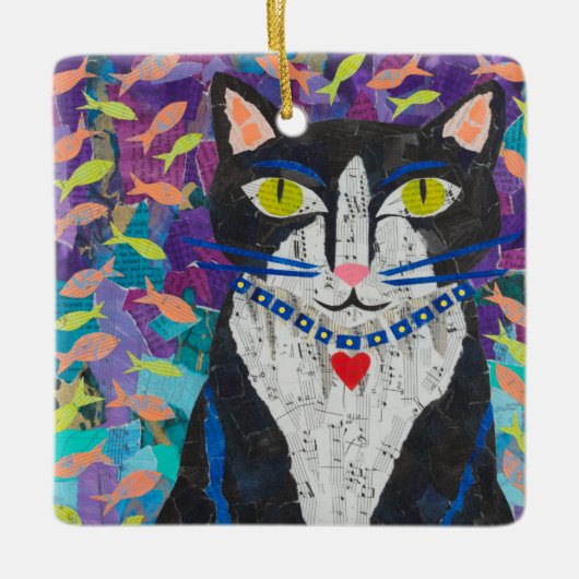 Marmalade en Tuxedo Cat Keramisch Ornament (Voorkant)