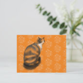 Marmalade kat met bloemenachtergrond feestdagenkaart (Staand voorkant)