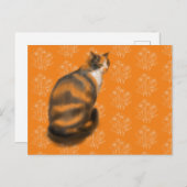 Marmalade kat met bloemenachtergrond feestdagenkaart (Voorkant / Achterkant)