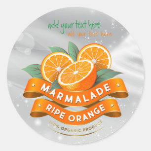 Marmalade Ripe Sinaasappel Jam Ronde Sticker Label