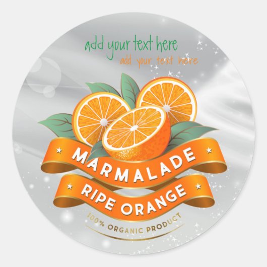 Marmalade Ripe Sinaasappel Jam Ronde Sticker Label (Voorkant)
