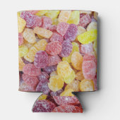 Marmalade snoep: gele oranje achtergrond. blikjeskoeler (Achterkant)