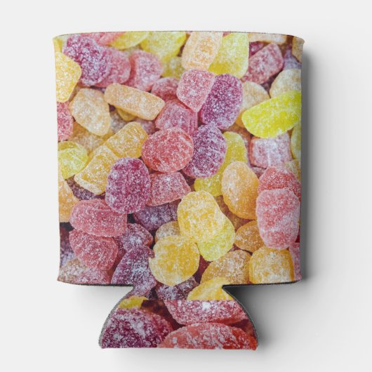 Marmalade snoep: gele oranje achtergrond. blikjeskoeler (Achterkant)