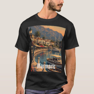 Marmaris Kusthaven Retro Kunst Heren T-shirt
