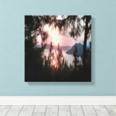 Marmaris Sunset omgevormd door palmbomen Canvas Afdruk (Insitu (Houten vloer))