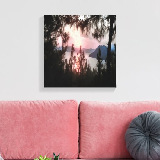 Marmaris Sunset omgevormd door palmbomen Canvas Afdruk (Insitu (Woonkamer))