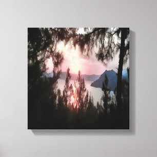 Marmaris Sunset omgevormd door palmbomen Canvas Afdruk
