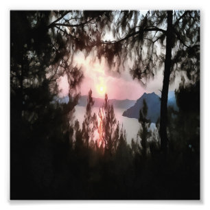 Marmaris Sunset omgevormd door palmbomen Foto Afdruk