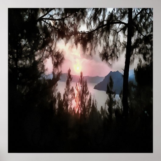 Marmaris Sunset omgevormd door palmbomen Poster (Voorkant)
