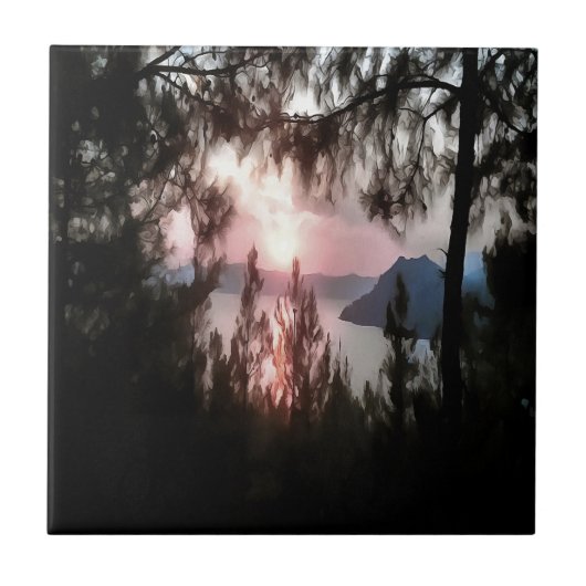 Marmaris Sunset omgevormd door palmbomen Tegeltje (Voorkant)