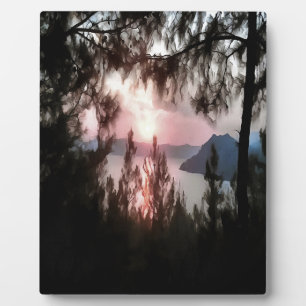 Marmaris Zonsondergang Omlijst Door Palmbomen Land Fotoplaat