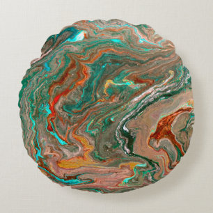 Marmeerbare abstracte acrylachtergrond. Marbling A Rond Kussen