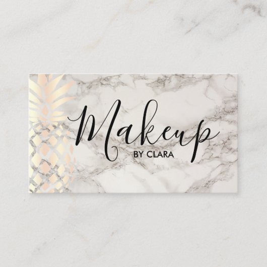 Marmeerkunst met koperen roos goudanananas visitekaartje (Voorkant)