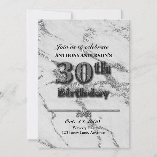 Marmer 30th Birthday Party Kaart (Voorkant)