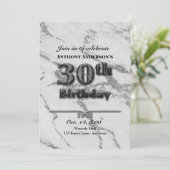 Marmer 30th Birthday Party Kaart (Staand voorkant)