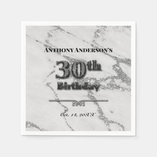 Marmer 30th Birthday Party Servet (Voorkant)