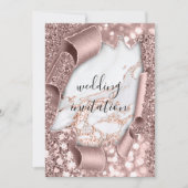 Marmer 3D Roos Gold Wedding Glitter Uitnodiging (Voorkant)