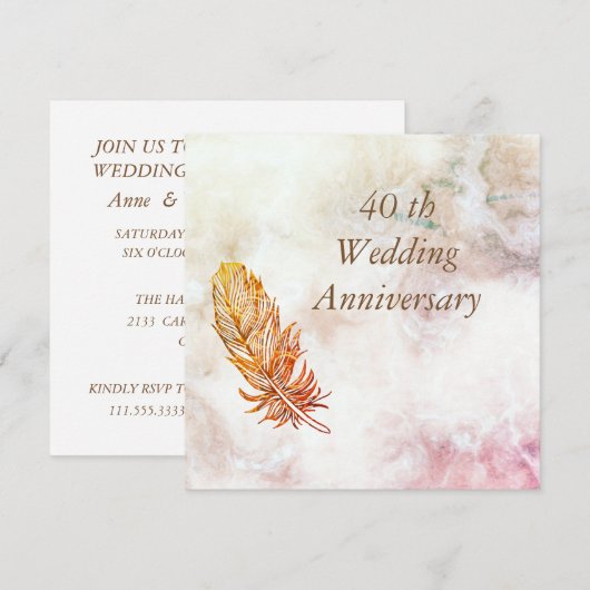 Marmer 40th Wedding Jubileum Uitnodiging (Voorkant / Achterkant)