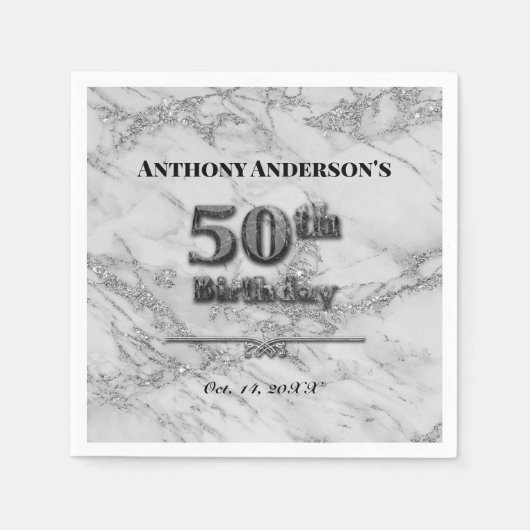 Marmer 50th Birthday Party Servet (Voorkant)
