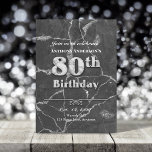 Marmer 80th Birthday Party Invitation Kaart<br><div class="desc">Mijllige verjaardagen verdienen de gravita's van marmer. Alle details zijn bewerkbaar,  maar het tijdperk is niet omdat het in (faux) steen is geschreven.</div>