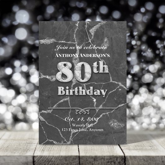 Marmer 80th Birthday Party Invitation Kaart